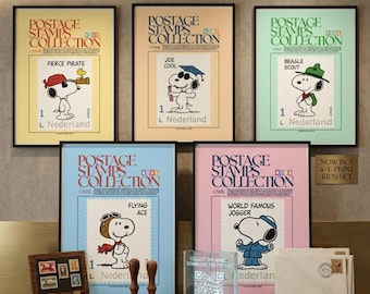 Snoopy Stamp Poster Set | Peanuts Nursery Decor (Digital Download), Miffy, Kawaii art