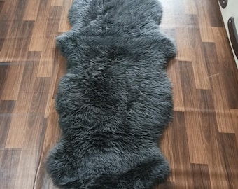 Premium Genuine Sheepskin Rug 2x6 Soft & Natural Bedside Area Rug, Natural, Double Pelt Sheepskin Throw Pelt