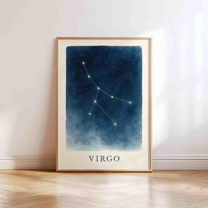 Virgo Sternbild Print - Sternzeichen Karte Wandkunst fürs Kinderzimmer | Astronomie Poster zum Ausdrucken | Digitaler Nachthimmel Download