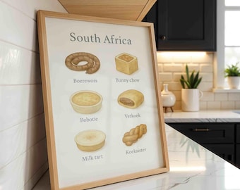 Südafrika Essen Druck: Montessori Küchen Dekor (Digitaler Download)