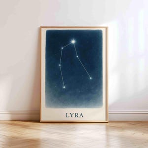 Lyra Sternbild Print - Vega Stern digitale Wandkunst für Kinderzimmer, Spielzimmer, Schlafzimmer, Wohnzimmer oder Klassenzimmer | Himmlischer Nachthimmel Dekor