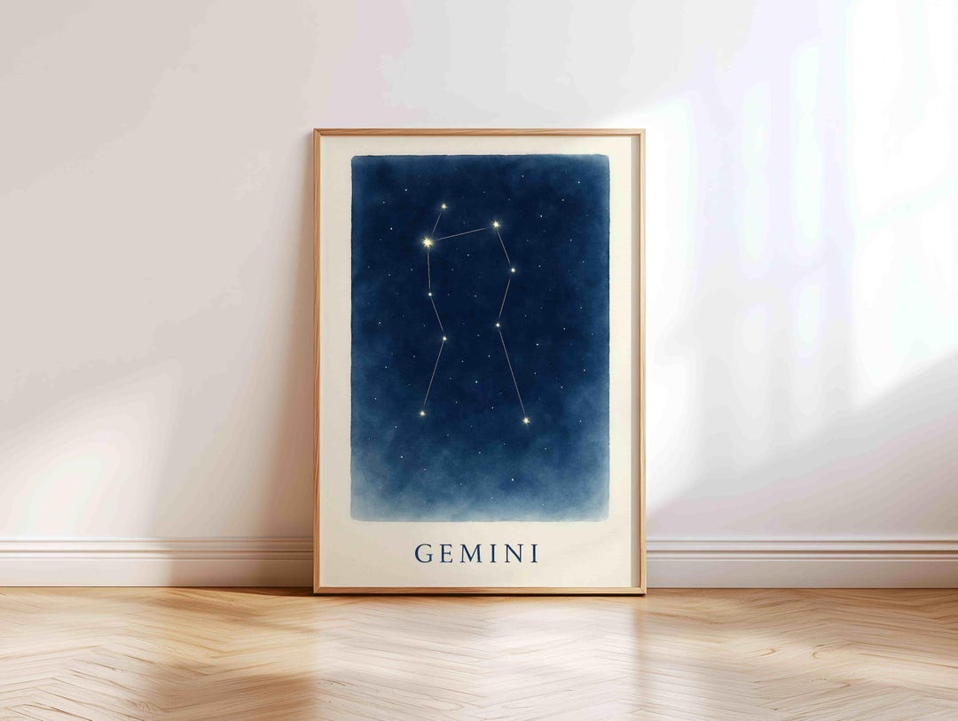 Gemini Constellation Print – Zodiac Wall Art With Castor and Pollux ...