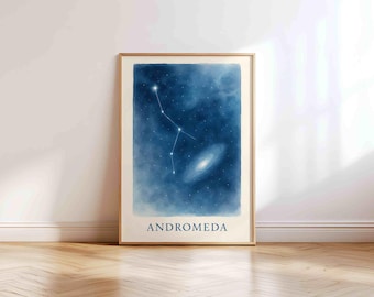 Andromeda Constellation Print – Myth-Inspired Star Map for Nursery or Kids Room | Printable Astronomy Poster | Digital Night Sky Wall Art