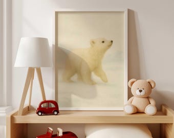 Polar Bear Nursery Print: Arctic Animal Wall Art (Digital Download