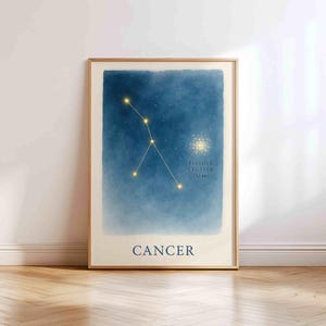 Print sterrenbeeld kanker – dierenriem kunst aan de muur met bijenkorfcluster | Nachtelijke hemel kinderkamerdecoratie | Afdrukbare poster astronomie