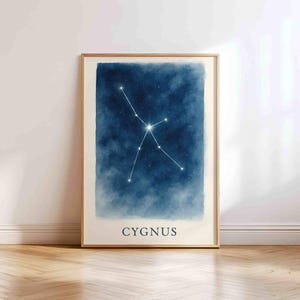 Sternbild Cygnus - Wandbild mit Schwan für Kinderzimmer | Astronomie Poster zum Ausdrucken | Digitaler Nachthimmel Download