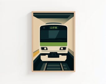 Yamanote Line Tokyo Train Print | Japan Minimalist Poster | 山手線 Wall Art | Japanese Train Illustration | Travel Digital Download