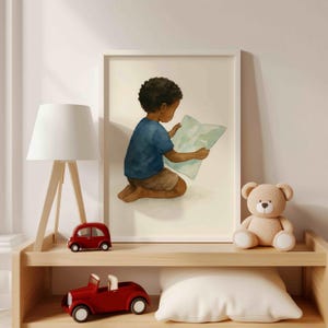 Entdecker mit Landkarte - Druckbare Reisekunst für Kinder | Ruhiges Lernen Raumdekor | Global Kids Wall Print | Digitaler Download