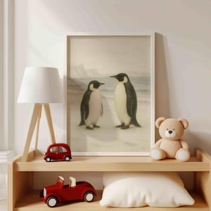 Pinguine Poster - Druckbare Tier Wandkunst | Digital Arktis Dekor Download für Babyzimmer, Kinderzimmer, Kinderzimmer oder die Tiergalerie