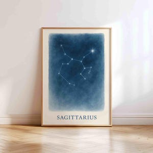Constelação de Sagitário – Mapa Estelar do Zodíaco – Arte de Parede para Quarto Infantil ou Berçário | Pôster de Astronomia para Imprimir | Download Digital do Céu Noturno