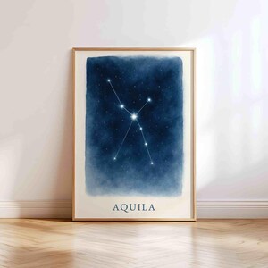 Aquila Sternbild Druck - Altair Sternenkarte Wandkunst für Kinderzimmer oder Montessori | Poster Sommer Dreieck | Digitaler Download