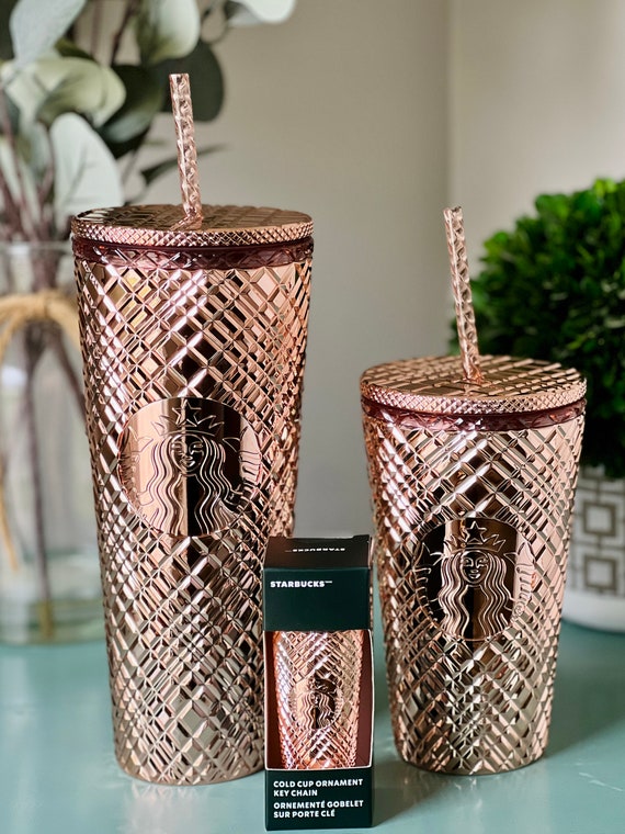 New Starbucks 2023 China Rose Gold Copper Studded Cup Tumbler 24oz