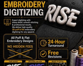 5 Dollar Puff Hat Digitizing Service Embroidery