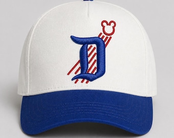 Disney D x Dodgers Mashup Inspired Embroidered Hat, White and Blue Snapback Cap