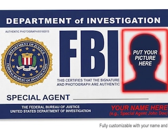 Custom Parody Agent ID Card with Photo & Name – Funny Novelty Gift – Personalized Prop Card – Includes 2 Copies