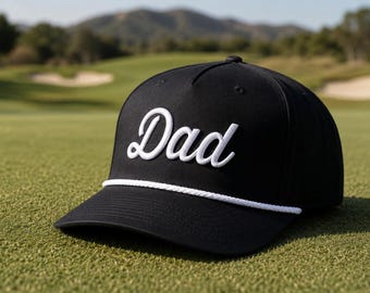 Dad Puff Embroidered Rope Hat | Golf Dad Hat | Father’s Day Gift | Classic Black Dad Cap