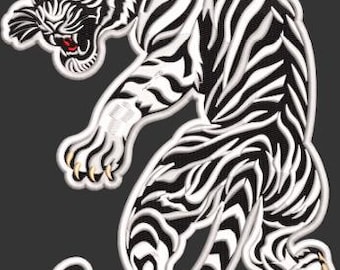 Weißer Tiger Stickmuster,, DST PES xxx dgt exp, 9 Inch Back Jacket Patch Design, digitaler Download