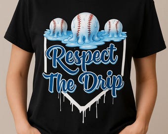 Baseball "Respect the Drip" Shirt with Personalized Name on Back