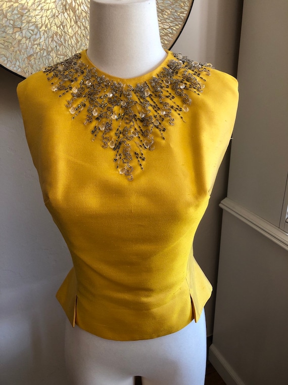 50s 1950s gold beaded top size 6