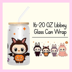 16 oz Ready to Apply Labubu Cup Wrap, Labubu UV DTF Decal, 20oz Labubu Cup Wrap, Labubu Halloween Wrap, Labubu Gift, Halloween Cup Wrap