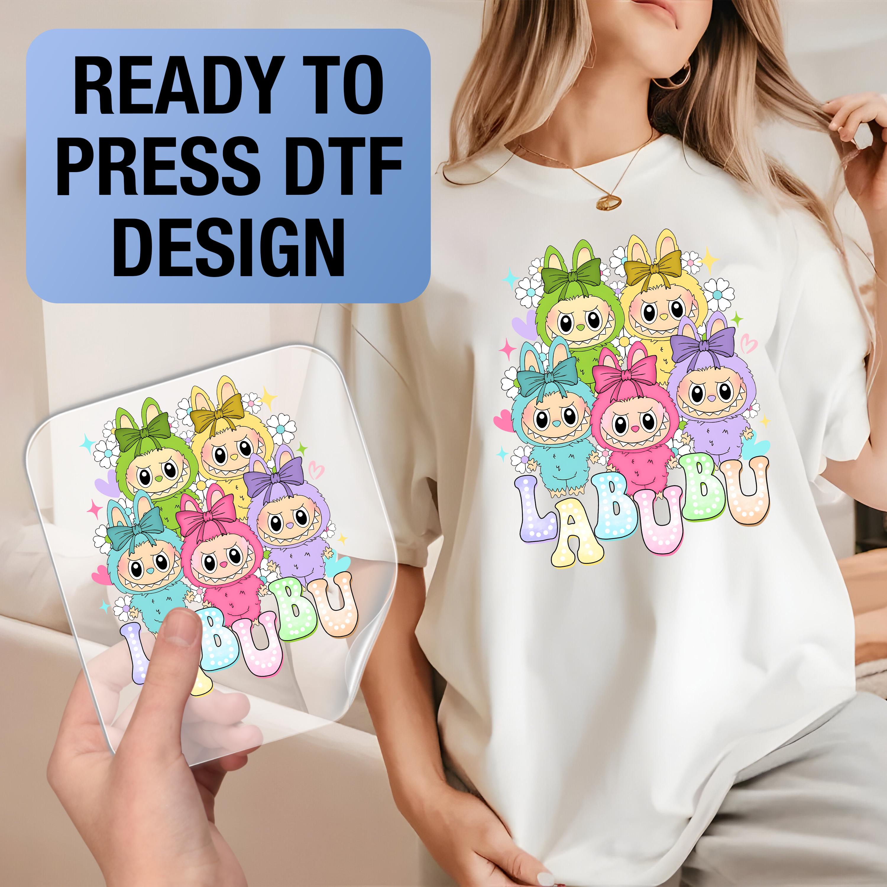 Labubu Ready to Press DTF Prints, Labubu High-Quality Heat Transfer Designs, Affordable DTF Transfers, Labubu Tshirt DTF