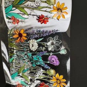 WildFlower Uv DTF Cupwrap , floral uv ,dtf decal , uv dtf glass wrap , ready to apply uv dtf, 16oz Libbey glass wrap, wildflower glasses