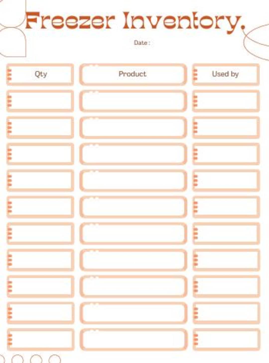 Freezer Inventory Sheet | Printable - Etsy Australia