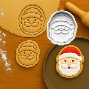 Cortador de galletas de Papá Noel: molde para galletas navideñas de azúcar para hornear en las fiestas.