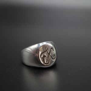 Hand Engraved Silver Signet Ring