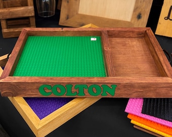 Personalized Building Brick Tray | Wooden Organizer, Custom Name Gift