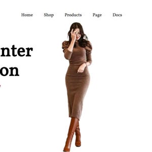 May include: Website homepage featuring a woman in a brown dress and boots, promoting the "New Winter Collection." The text includes "ChicBoutiq," "Shop Now," and navigation links. The overall theme is fashion and winter apparel.