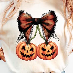 Pumpkin Cherries Autumn Girly png, Halloween Pumpkin png, Fall pumpkin png, Pumpkin Cheeries Coquette Png, Fall png, Girly png