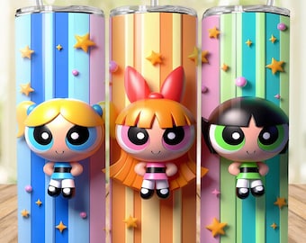 Super süsses Trio Tumbler Wrap | 20 Unzen Skinny Tumbler Sublimationsentwurf | Bezaubernd und wild Cartoon Wrap | Digitaler Download PNG