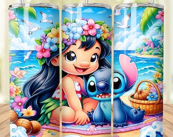 Stitch Summer Vibes Becher, Stitch Sublimationsdesigns, Lilo & Stitch Tumbler PNG, 20 oz Stitch Tumbler Wrap PNG, Stitch Wrap