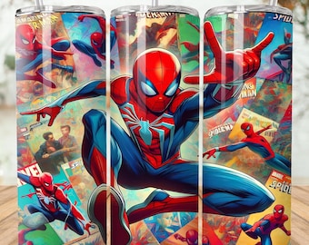 Spiderman Tumbler Wrap, 20oz Tumbler, Superhero Tumbler Wrap, Spiderman Watercolor Design Png, Tumbler Sublimation, Digital File