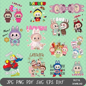 Labubu Designs PNG, Vector Digital File for Cricut, Laser Cut La bubu SVG, T Shirt Sublimation, Instant Download Labubu Character Bundle