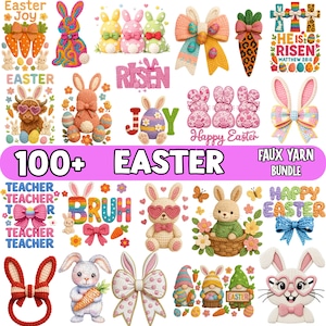 100+ Latch Hook Yarn Bow Christian Easter Png Jesus Easter Crochet Png, Highland Cow Easter Png, Preppy Faux Crochet Easter Bunny Embroidery