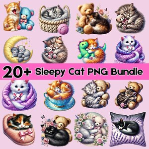 Cute Cats Clipart  Adorable Kittens Cats PNG Bundle | High-Resolution Cat Illustrations for Printing & Design