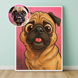 Custom Dog Caricature Portrait from Photo – Funny Ugly Cartoon Style Pet Drawing, Personalized Hand-Drawn Gift for Dog Lovers and Pet Owners