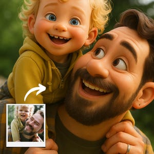 Custom Pixar Style Portrait from Photo, Personalized Animated Character Art, Cute Cartoon Illustration, Digital Gift for Loved Ones