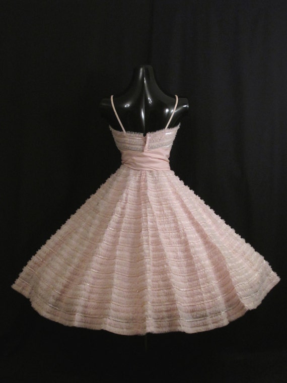 Vintage 1950's 50s Bombshell RAPPI Baby Pink Sequ… - image 5