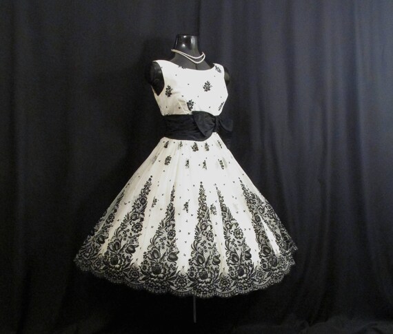 black and white floral prom dress