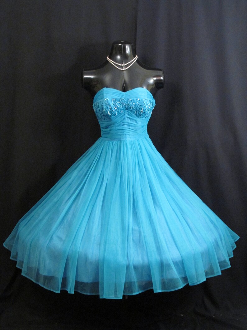 Vintage 1950's 50's 50s Strapless BLUE Turquoise - Etsy