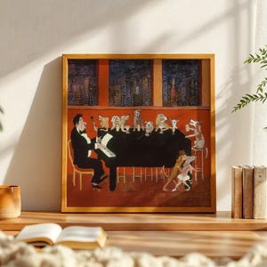 Guy Buffet Cocktail Art Prints Set Funny Bartender Martini Time Saturday Night Fever Dog Bar or Moonlight Sonata Piano Wall Decor