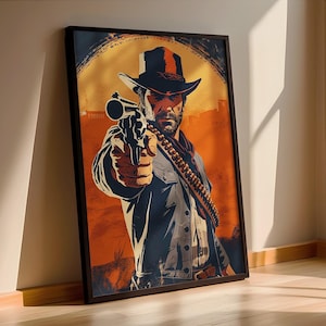 7 Different Arthur Morgan Poster Wall Art, John Marston Dutch Micah Poster, Game Posters, Wild West Cowboy Game Print Wrapped Framed Canvas