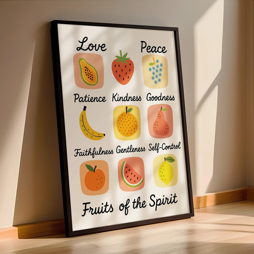 Fruit of the Spirit Art Printtable Canvas, Retro Christian Wall Art ...