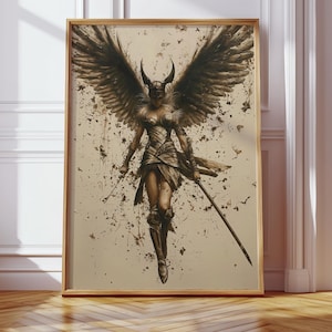 Valkyrie of the Fallen – Norse Warrior Goddess Wall Art Poster