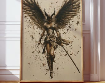 Valkyrie of the Fallen – Norse Warrior Goddess Wall Art Poster