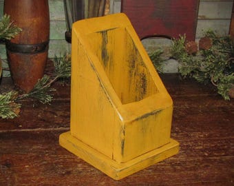 Patti's Ratties Primitive Mustard Country Cottage Wooden Apothecary Cabinet Caddy Holder Made in USA