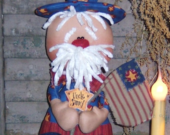 Patti's Ratties Primitive Raggedy Uncle Sam Door Doll Paper Pattern number 106